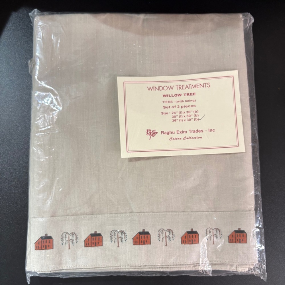 Raghu Exim Trades Set 2 Curtain 36x30 Farmhouse Primitive‎ Country Style NWT